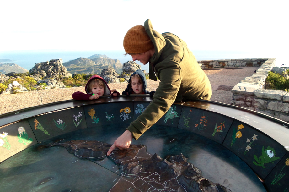 The boys loved learning from dad on Table Mountain